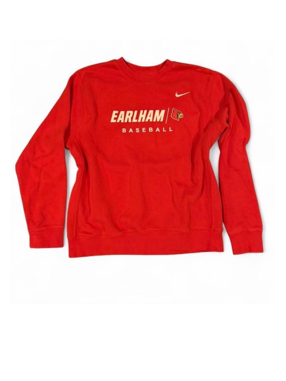 Nike Earlham College Baseball Crewneck Sweatshirt Red Men's Medium NCAA Pullover